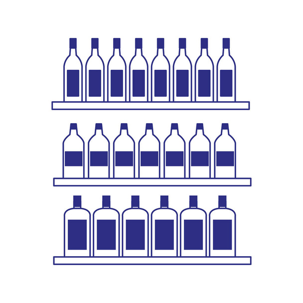 étagères avec icône de bouteilles, design plat
 - Vecteur, image