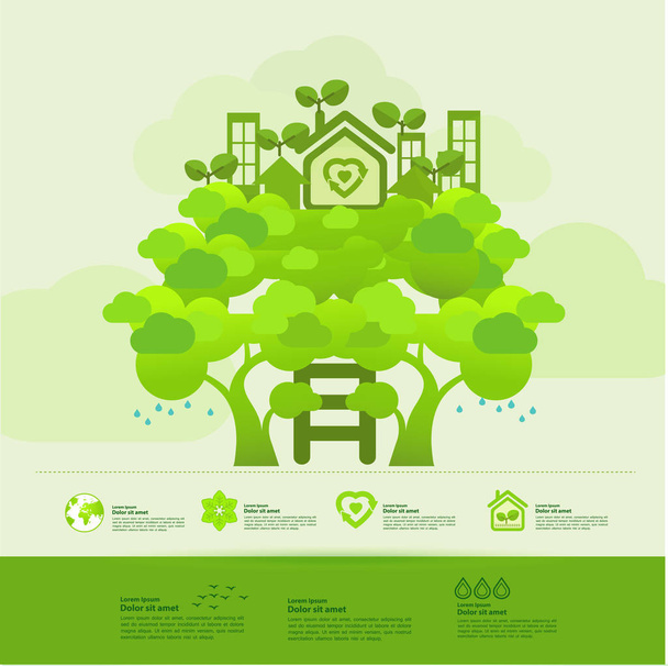 Sauver le monde ensemble écologie verte illustration vectorielle. - Vecteur, image