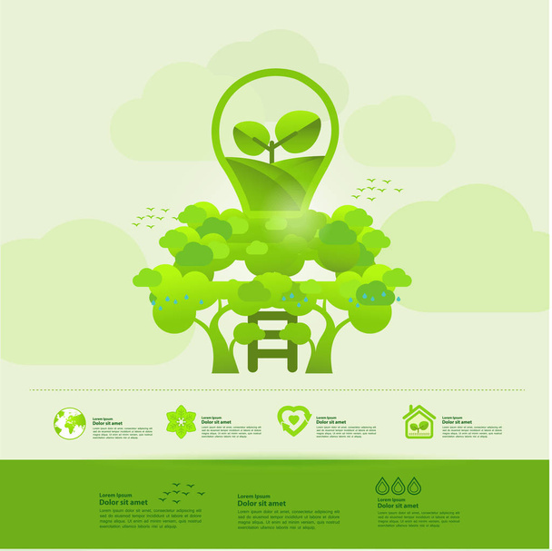 Mentse meg a világot együtt zöld ökológia vektor illusztráció. - Vektor, kép