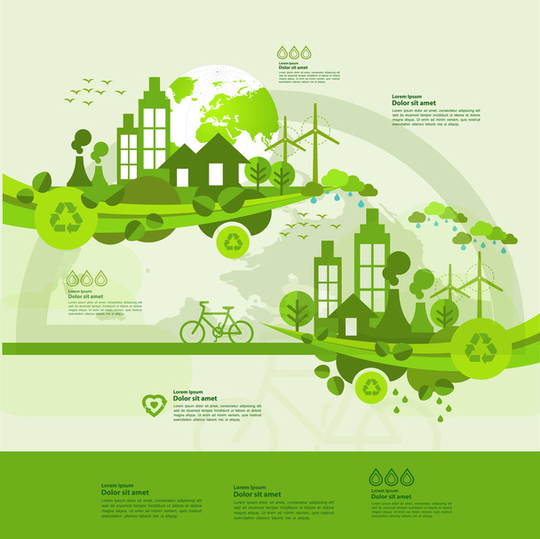 Save the world together green ecology vector illustration. - Vettoriali, immagini