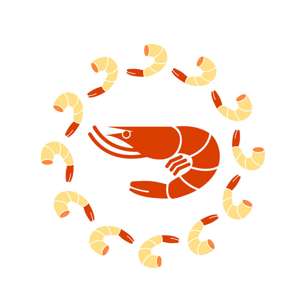 Gamberetti freschi per il vettore logo dei frutti di mare
. - Vettoriali, immagini