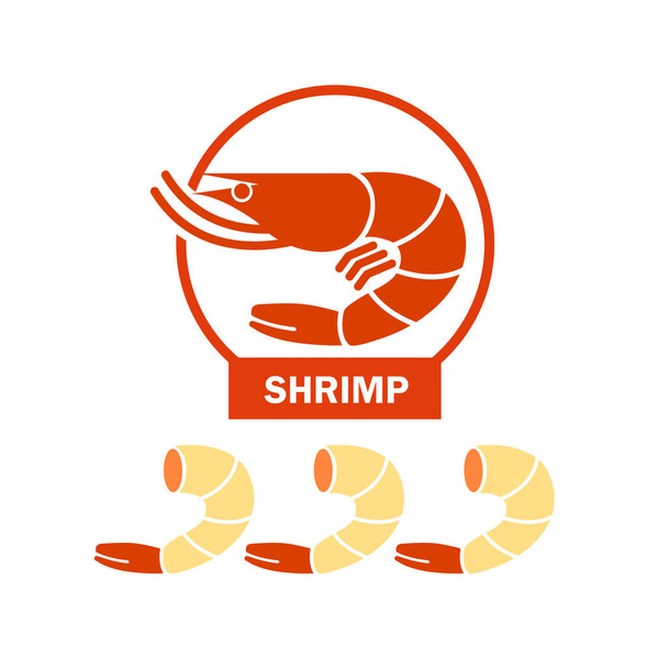 Camarones frescos para el vector de logotipo de alimentos de mar
. - Vector, Imagen