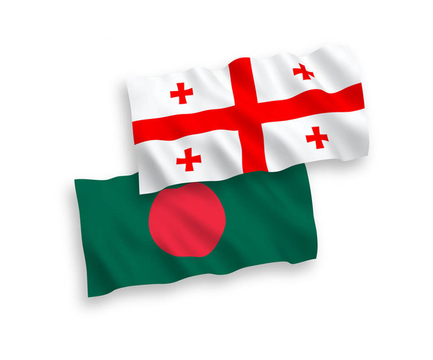 Vlaggen van Bangladesh en Georgië op een witte achtergrond - Vector, afbeelding