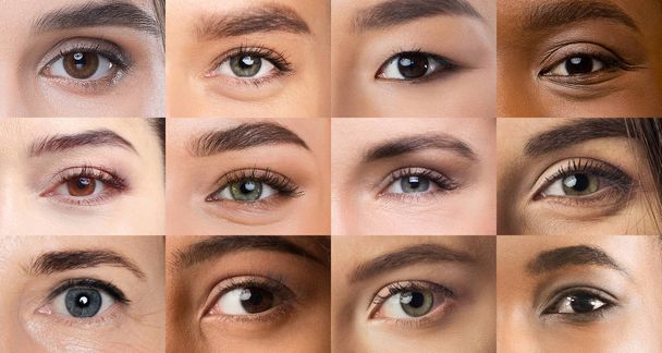 Collage di bellissimi occhi femminili con trucco su
 - Foto, immagini
