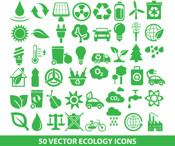 50 vektor ökológia ikonok - Vektor, kép