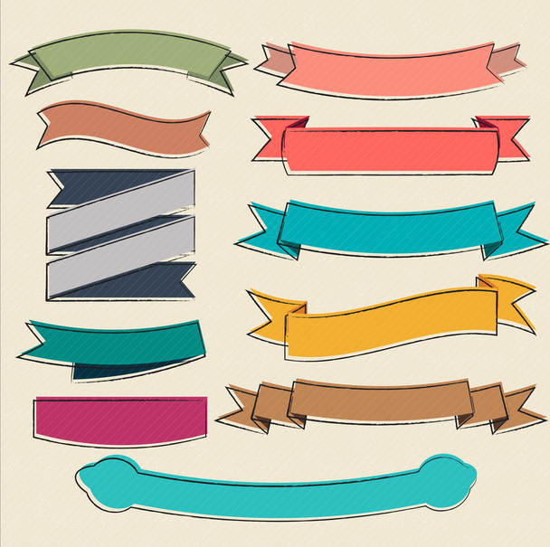 Vector sketchy set of ribbons - Vettoriali, immagini