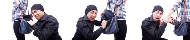 Jovem ladrão roubando bolsa de mulher
 - Foto, Imagem