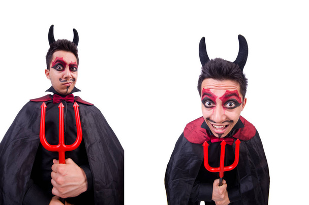 Людина в костюмі диявола в концепції Хеллоуїна
 - Фото, зображення