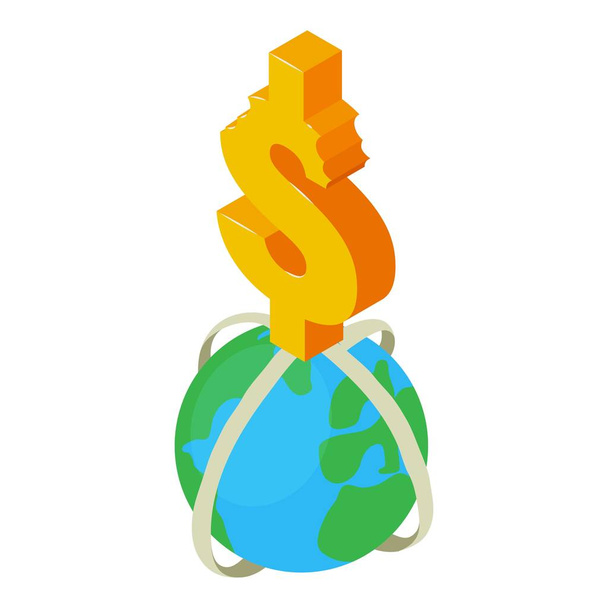 Ícone de moeda mundial, estilo isométrico
 - Vetor, Imagem