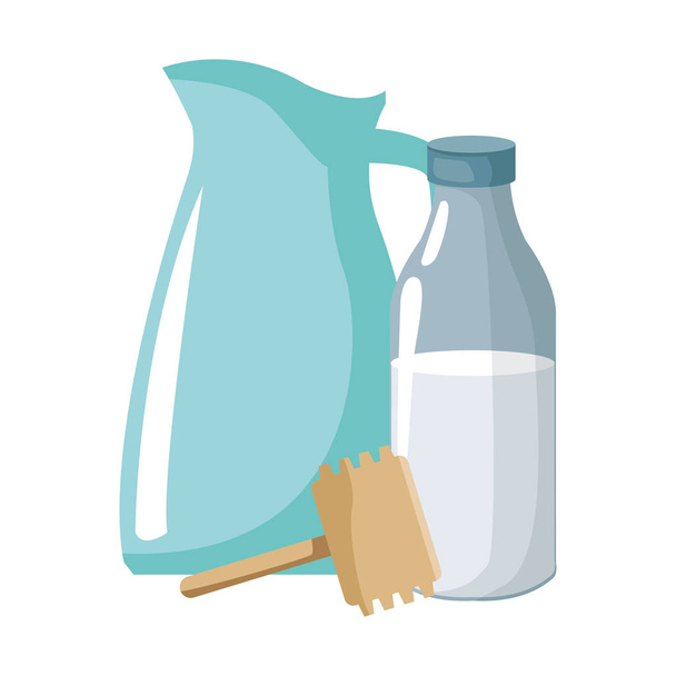 Milchflasche und Krug-Symbol - Vektor, Bild