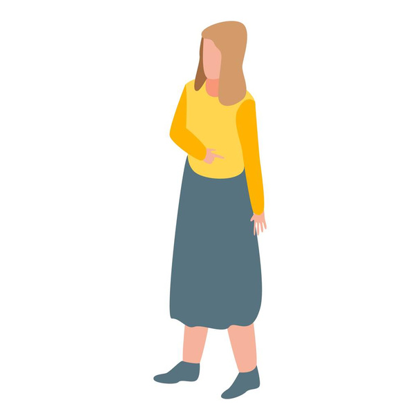 Woman goes to family doctor icon, isometric style - Vector, imagen