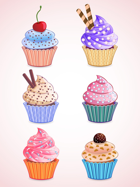 Vector cute cupcakes - Vector, Image