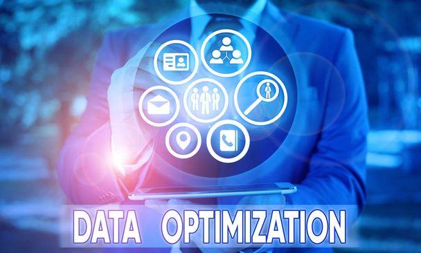 Word writing text Data Optimization. Business photo showcasing process that prepares the logical schema from data view - Photo, Image