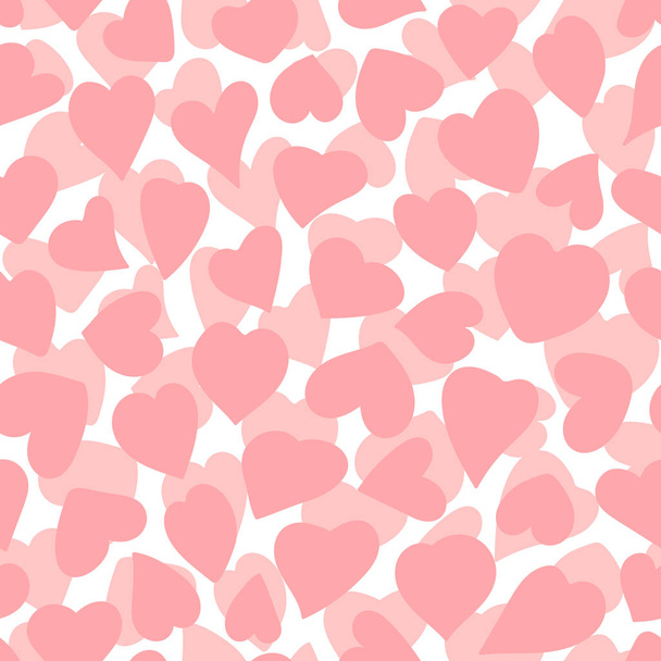 Pink Hearts . Vector Hand drawn seamless pattern. Pink silhouettes on a white background - Vektör, Görsel