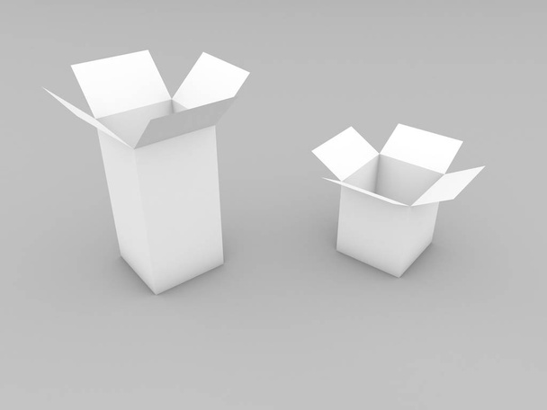 Mockup caixa aberta vazia em fundo cinza. 3d renderizar ilustração
. - Foto, Imagem