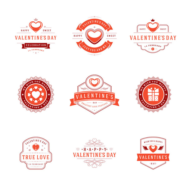 Happy valentines day greetings cards, labels, badges - Vektor, obrázek