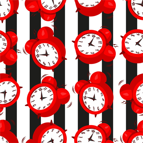 cute alarm clocks with seamless pattern. - Vector, Image