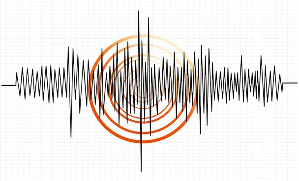 Предыстория землетрясения. сейсмограмма для сейсмических измерений. - Вектор,изображение