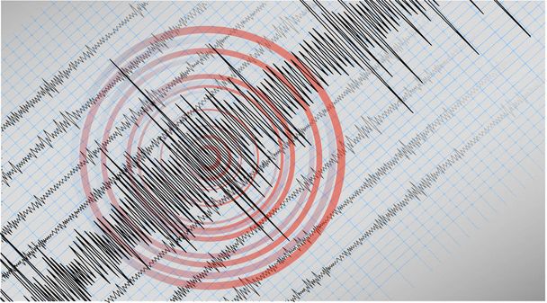 Contexto do terramoto. sismograma para medição sísmica. - Vetor, Imagem