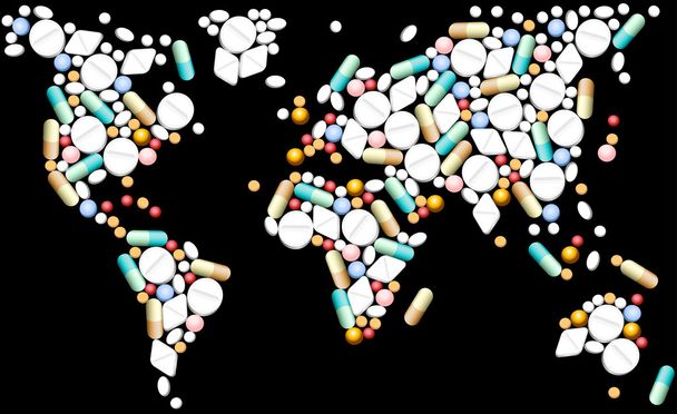 Mapa Mundial de Comprimidos
 - Vetor, Imagem
