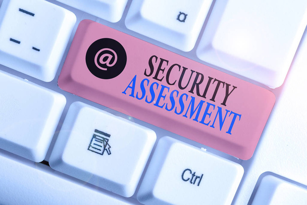 Text sign showing Security Assessment. Business photo showcasing study to locate IT security vulnerabilities and risks - Photo, Image