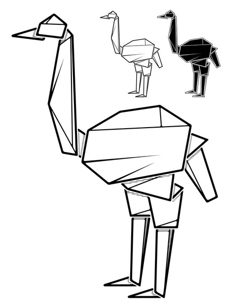 Зображення паперового страуса орігамі (контурний малюнок
). - Вектор, зображення