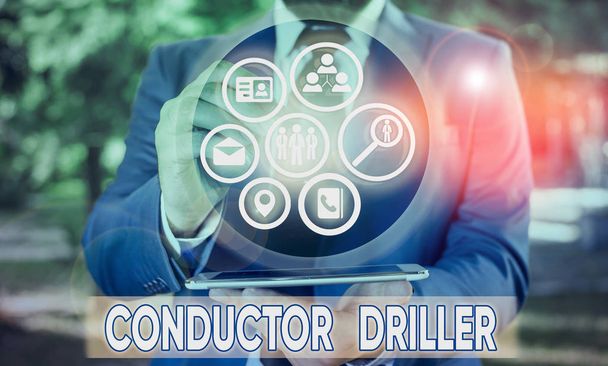 Word writing text Conductor Driller. Business photo showcasing means of conveying the upflowing drilling fluid - Photo, Image