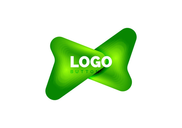 Pfeil-Logo-Vorlage. oder spielen oder herunterladen Button Logotyp Vorlage. minimales geometrisches Design, 3D-geometrisches fettes Symbol im Reliefstil mit Effekt der Farbmischung. Vektorillustration - Vektor, Bild