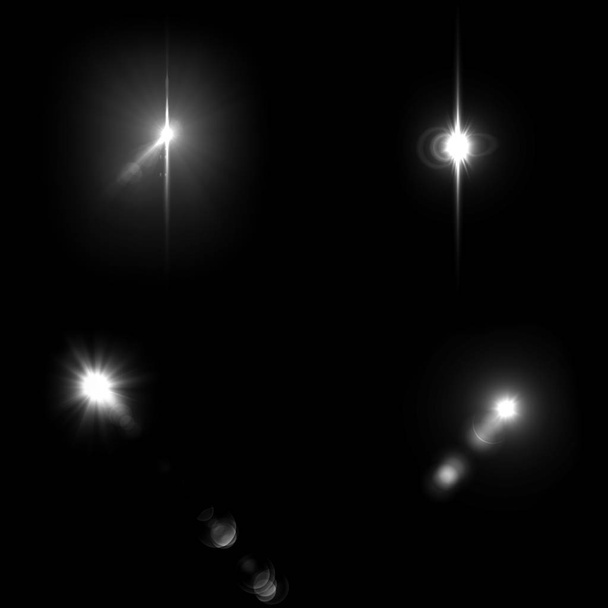 4 Lens Flare Illustration isolated on black background - Photo, Image