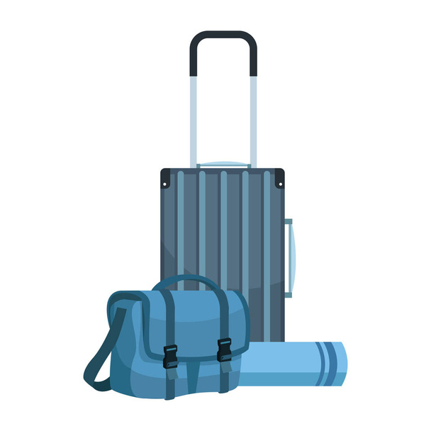 utazótáska és táska ikon, lapos asztali - Vektor, kép