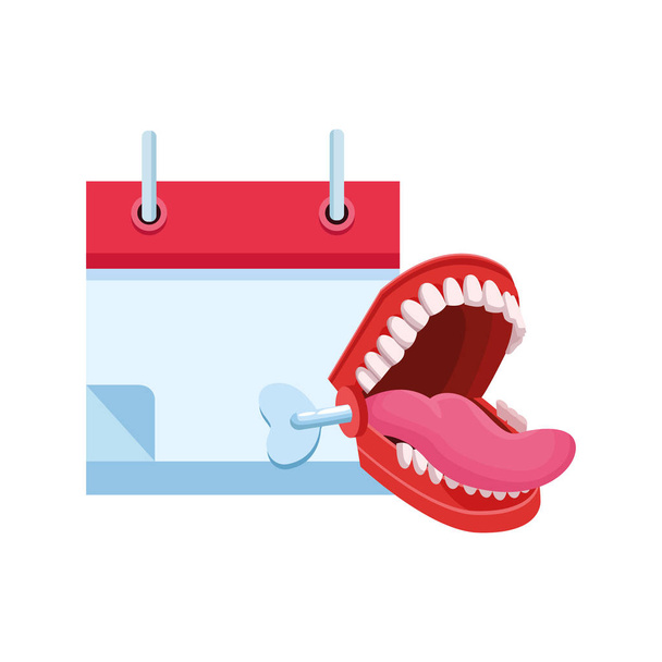 カレンダーと歯の実用的なジョークのアイコン - ベクター画像