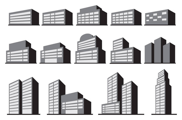 висотних офісних будівельних блоків Векторний набір піктограм
 - Вектор, зображення