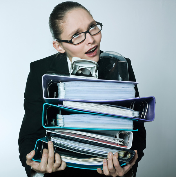business woman carrying files and folders - Photo, Image