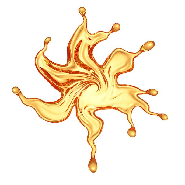 Orange juice flower splash. 3d illustration, 3d rendering. - Photo, image