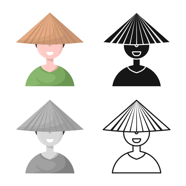 Vector design of vietnamese and portrait sign. Collection of vietnamese and costume stock symbol for web. - ベクター画像