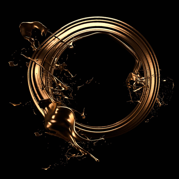 Mysterious, beautiful, luxury gold splash. 3d illustration, 3d rendering. - Foto, immagini