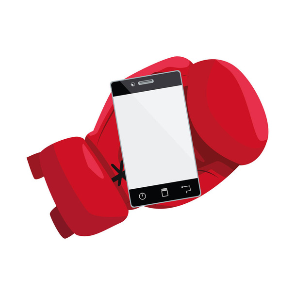boxerská rukavice s ikonou smartphonu, barevný design - Vektor, obrázek