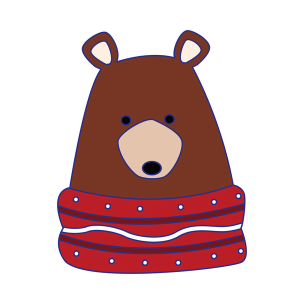Natal urso grizzly ícone
 - Vetor, Imagem