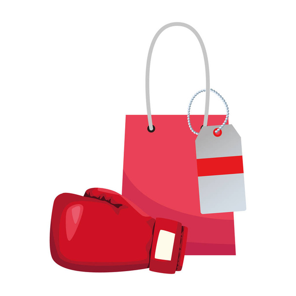 saco de compras e ícone de luva de boxe, design colorido
 - Vetor, Imagem