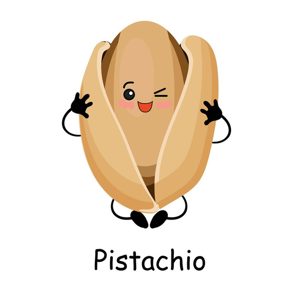 Pistachio nut. illustration. Walnut character isolated on white background.. - Photo, Image