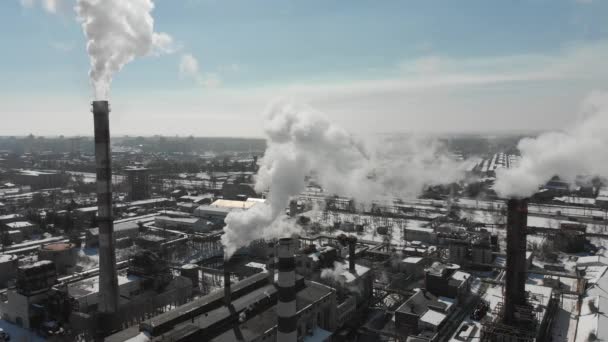 Endüstriyel yapı kirliliği kavramının hava görüntüsü şehir sisi - Video, Çekim
