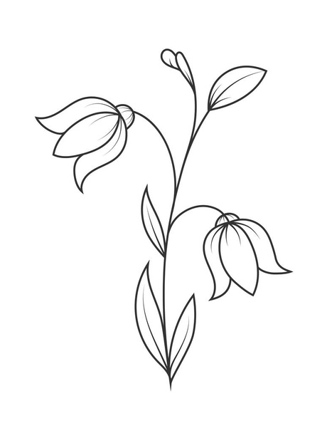 Empty outline of a flower with petals. A Doodle-style outline is - Vector, Imagen