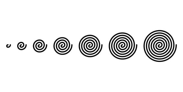 Rozwój spirali liniowych różnej wielkości - Wektor, obraz
