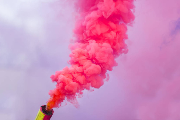 pink smoke bomb .festival color smoke signal - Photo, image