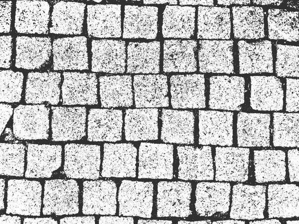 Distress old brick wall texture. Black and white grunge background. Vector illustration. - Vector, Image