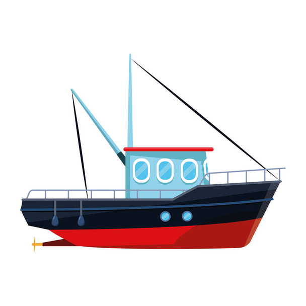 Fischerboot-Ikone, flaches Design - Vektor, Bild