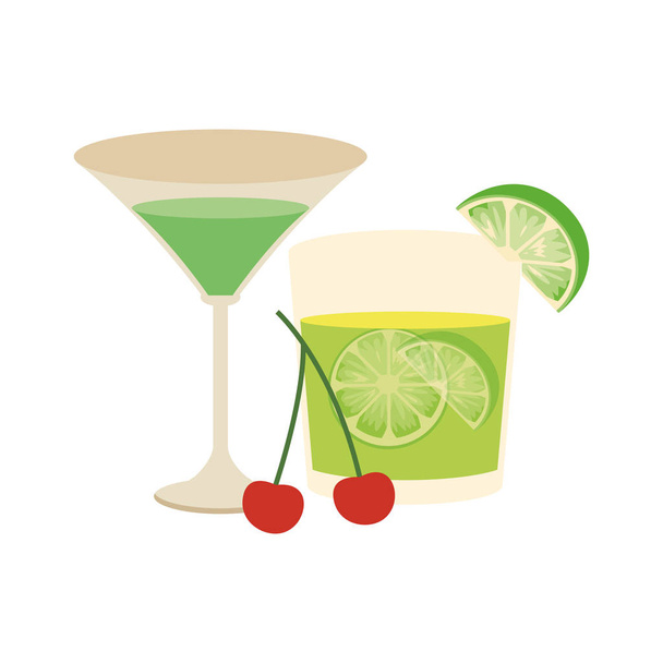 martini cocktail and lemon cocktail icon - Vettoriali, immagini