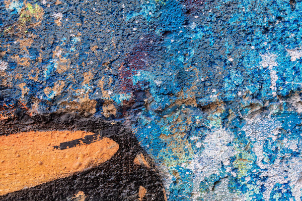 Blue/Orange/Black Painted Concrete Texture - Φωτογραφία, εικόνα