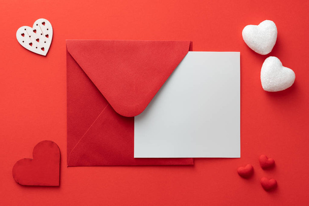 valentines day love letter Flat lay background - Foto, afbeelding