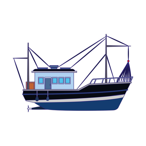 ícone de barco de pesca imagem, design plano
 - Vetor, Imagem
